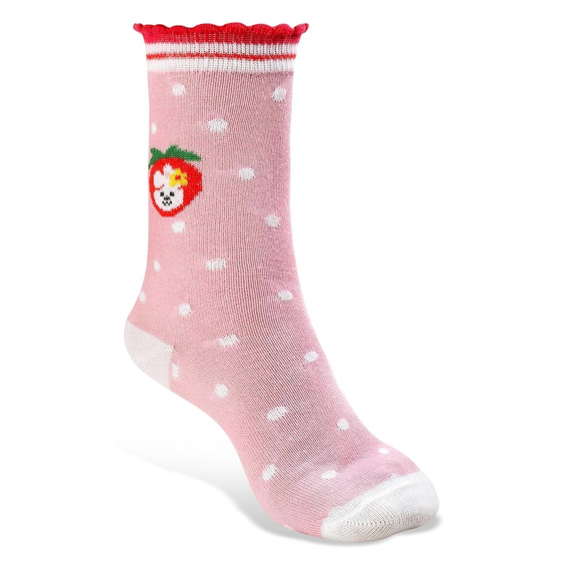 Texton Texlon Kids Calf Length Cotton Spandex Socks For Girls (Pack of 5)(Multicolor) - Image 5