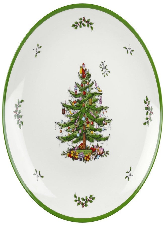 Spode Christmas Tree Melamine Round Platter - 14 Inch Shatterproof Serving Plate for Holiday Meals, Holiday Party - Festive Tableware for Indoor & Outdoor Use, Dishwasher Safe Christmas Dinnerware - Image 1