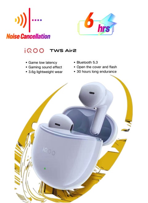 iQOO TWS Air2 True Wireless Earbuds with Noise Cancellation and Long Battery Life - Perfect for UAE Customers