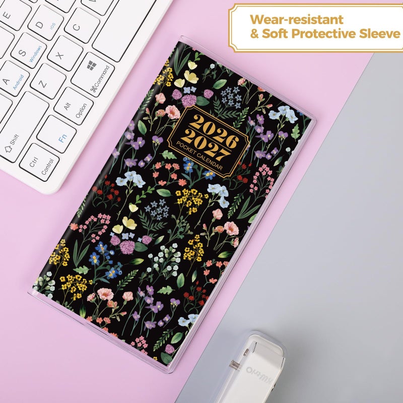 SKYDUE Pocket Calendar 2026-2027, Pocket Monthly Planner Jan 2026 - Dec 2027 for Purse, 6.7" X 3.7" 24-Month Small Planner, Academic Year Calendar, Compact Design with Plastic Sleeve - Image 3