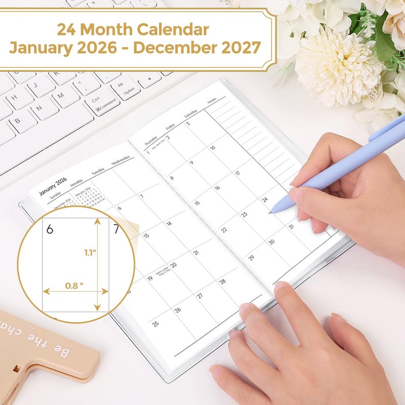 SKYDUE Pocket Calendar 2026-2027, Pocket Monthly Planner Jan 2026 - Dec 2027 for Purse, 6.7" X 3.7" 24-Month Small Planner, Academic Year Calendar, Compact Design with Plastic Sleeve - Image 5