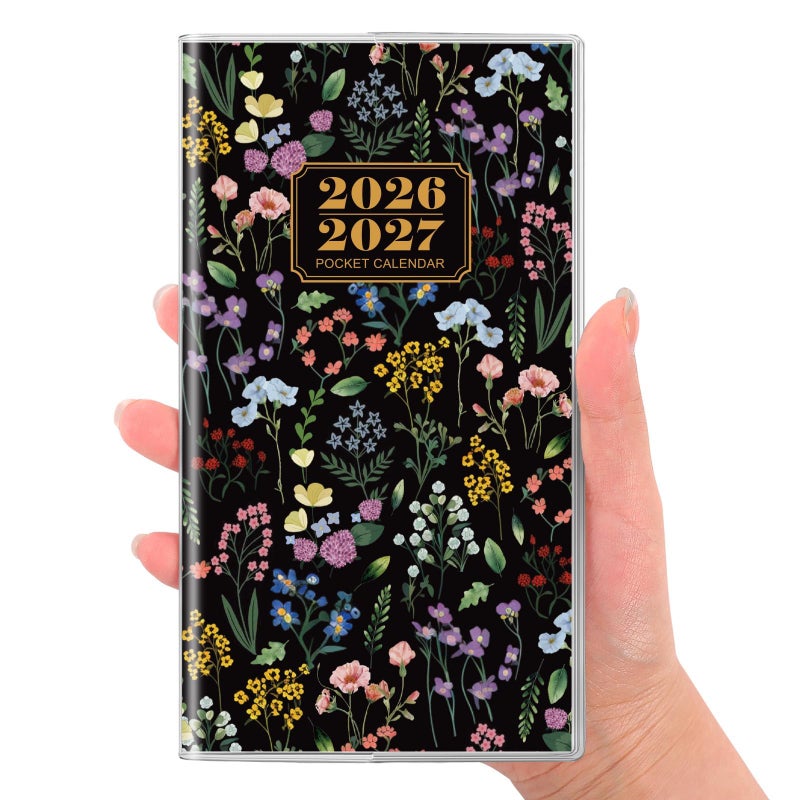SKYDUE Pocket Calendar 2026-2027, Pocket Monthly Planner Jan 2026 - Dec 2027 for Purse, 6.7" X 3.7" 24-Month Small Planner, Academic Year Calendar, Compact Design with Plastic Sleeve - Image 1