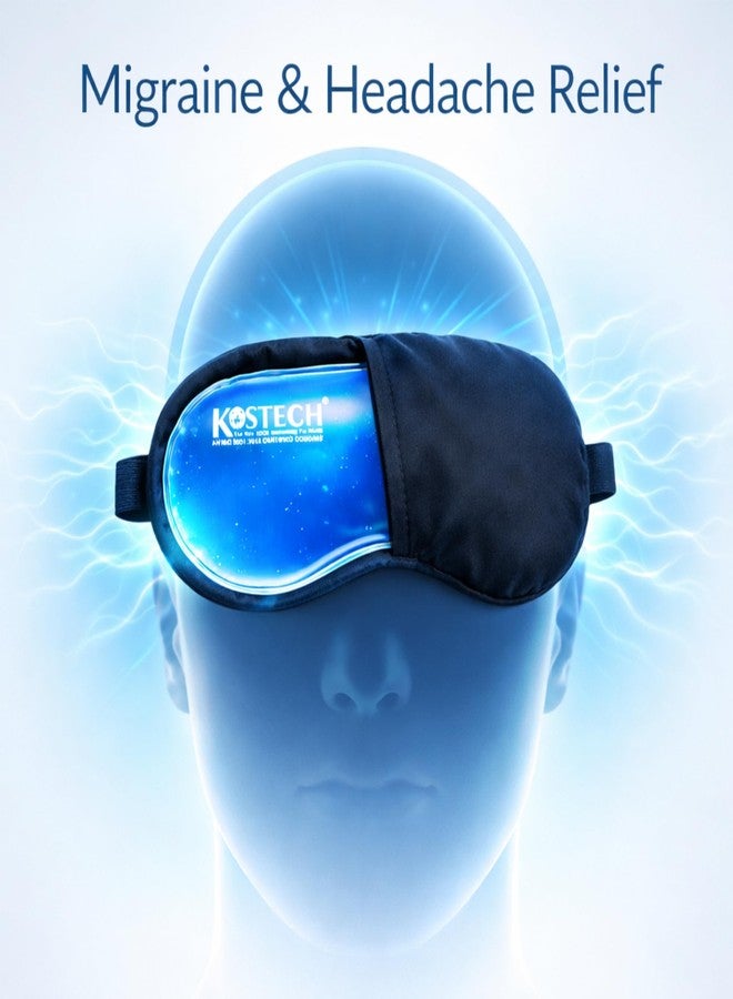 كوستيك مجموعة قناع الوجه والعينين من جل الصبار المثلج من كوستيك - كمادة ساخنة وباردة قابلة لإعادة الاستخدام لعلاج انتفاخ العينين والهالات السوداء واحمرار حب الشباب وتورم الوجه وشد البشرة - تخفيف الصداع النصفي وضغط الجيوب الأنفية والصداع - مجموعة أقنعة قابلة للتعديل بجودة المنتجعات الصحية للرجال والنساء (قناع العين الأزرق المبرد، عبوة من قطعة واحدة) - Image 3