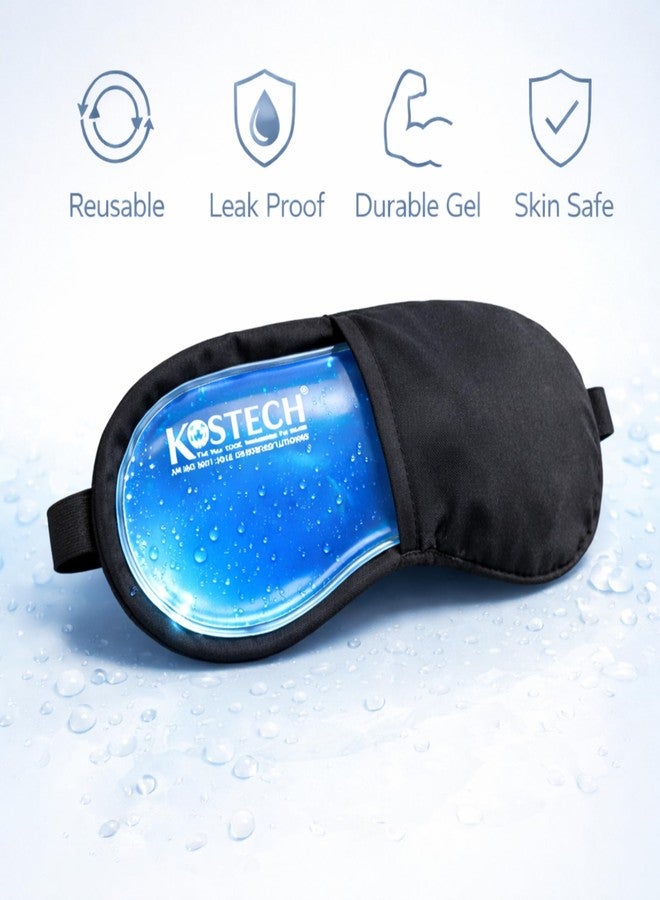 كوستيك مجموعة قناع الوجه والعينين من جل الصبار المثلج من كوستيك - كمادة ساخنة وباردة قابلة لإعادة الاستخدام لعلاج انتفاخ العينين والهالات السوداء واحمرار حب الشباب وتورم الوجه وشد البشرة - تخفيف الصداع النصفي وضغط الجيوب الأنفية والصداع - مجموعة أقنعة قابلة للتعديل بجودة المنتجعات الصحية للرجال والنساء (قناع العين الأزرق المبرد، عبوة من قطعة واحدة) - Image 4
