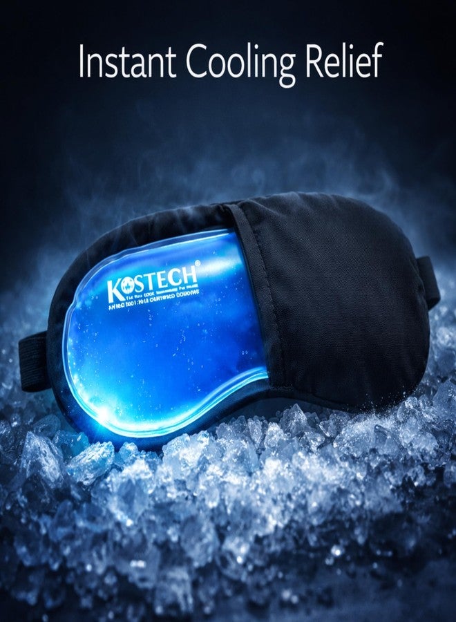 كوستيك مجموعة قناع الوجه والعينين من جل الصبار المثلج من كوستيك - كمادة ساخنة وباردة قابلة لإعادة الاستخدام لعلاج انتفاخ العينين والهالات السوداء واحمرار حب الشباب وتورم الوجه وشد البشرة - تخفيف الصداع النصفي وضغط الجيوب الأنفية والصداع - مجموعة أقنعة قابلة للتعديل بجودة المنتجعات الصحية للرجال والنساء (قناع العين الأزرق المبرد، عبوة من قطعة واحدة) - Image 2