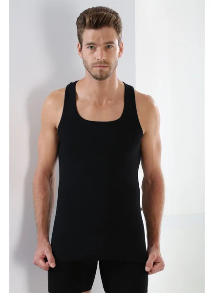 Arma Yıldız Crest Star Men's Black Ribbed Sports Undershirt 3 Piece Set