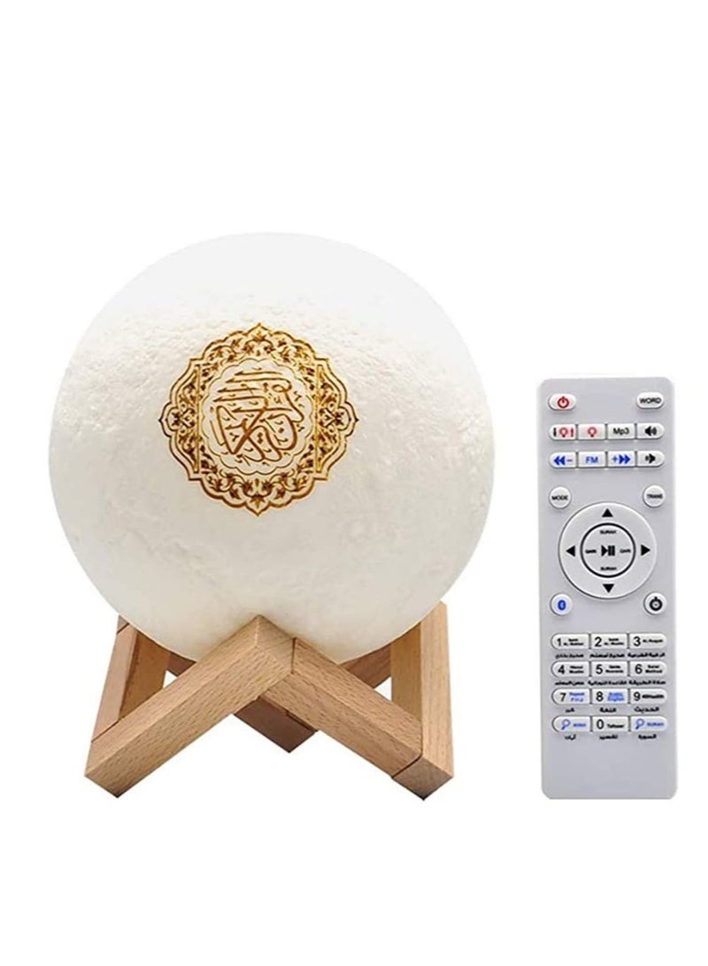 ELTRAZONE 7-Colors 3D Moonlight Quran Speaker Coran Player Wireless Bluetooth Press Lamp LED Nigt Moon Lamp Quran Speaker - Image 1