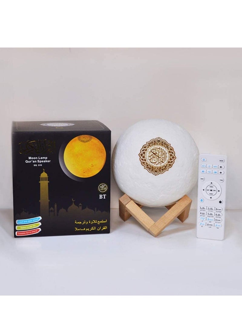ELTRAZONE 7-Colors 3D Moonlight Quran Speaker Coran Player Wireless Bluetooth Press Lamp LED Nigt Moon Lamp Quran Speaker - Image 5