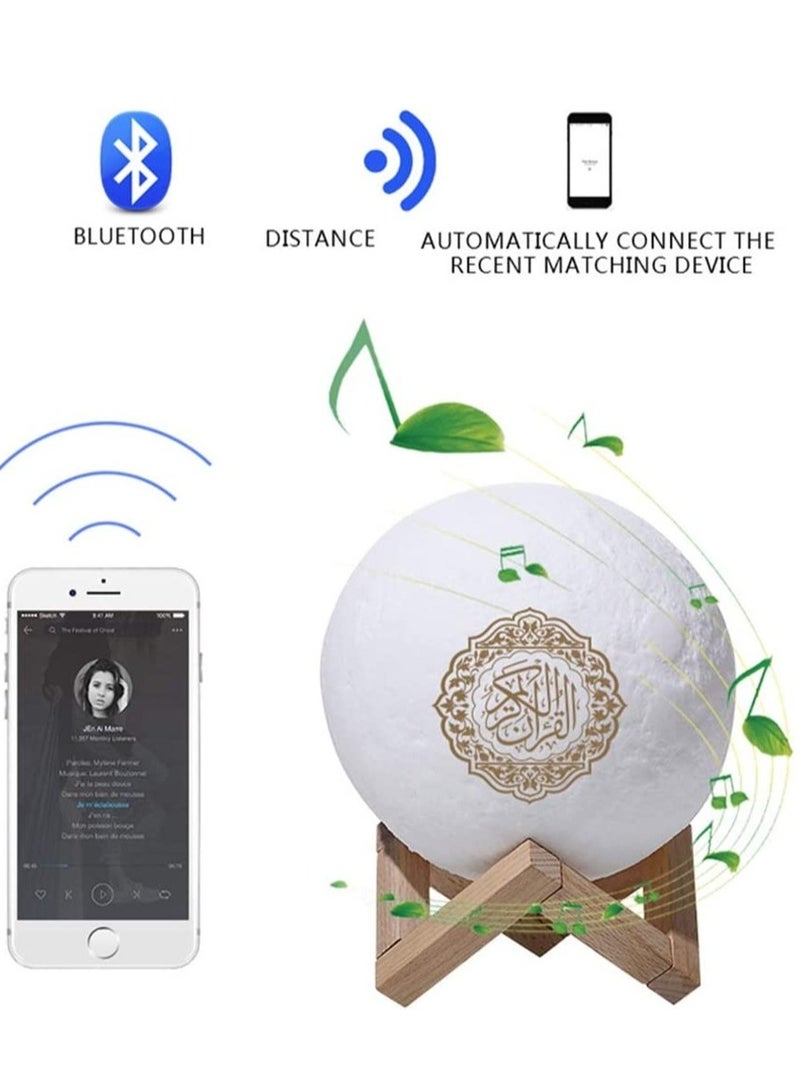 ELTRAZONE 7-Colors 3D Moonlight Quran Speaker Coran Player Wireless Bluetooth Press Lamp LED Nigt Moon Lamp Quran Speaker - Image 3