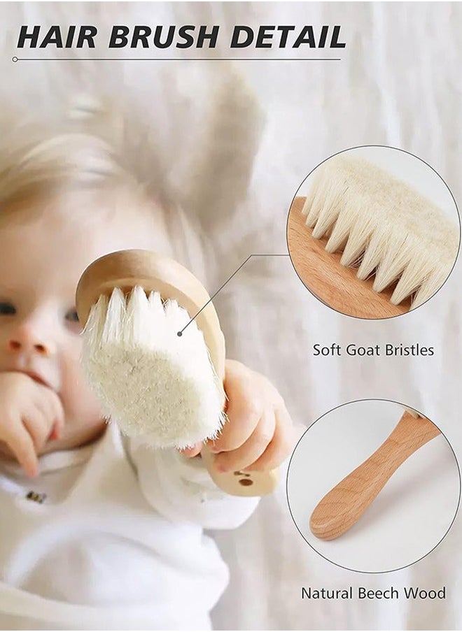 Lemon Baby Hair Bush and Comb Set, Nature Lotus Wood with Soft Goat Bristle and Pear Wood Comb for Newborns & Toddlers, Ideal for Cradle Cap  - Image 2