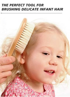 Lemon Baby Hair Bush and Comb Set, Nature Lotus Wood with Soft Goat Bristle and Pear Wood Comb for Newborns & Toddlers, Ideal for Cradle Cap  - Image 3