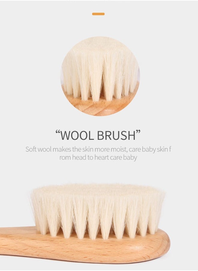 Lemon - Baby Hair Bush and Comb Set, Nature Lotus Wood with Soft Goat Bristle and Pear Wood Comb for Newborns & Toddlers, Ideal for Cradle Cap - Image 1