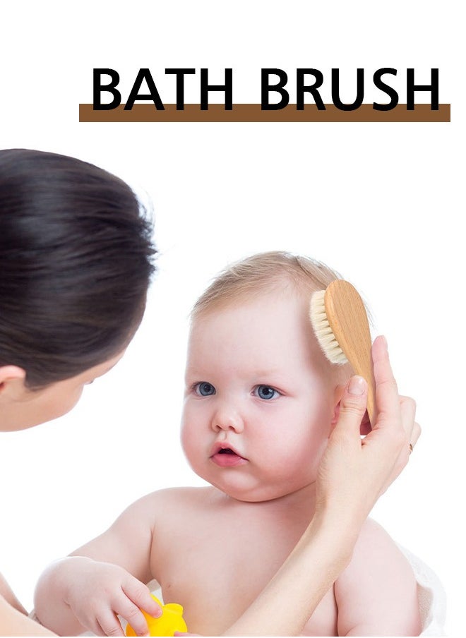 Lemon - Baby Hair Bush and Comb Set, Nature Lotus Wood with Soft Goat Bristle and Pear Wood Comb for Newborns & Toddlers, Ideal for Cradle Cap - Image 1