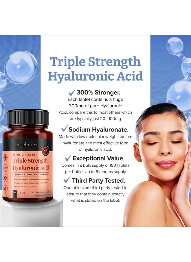 pureclinica Triple Strength Hyaluronic Acid 300mg, 180 Tablets  - Image 4