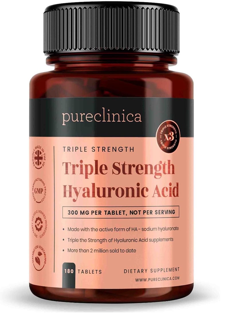 pureclinica Triple Strength Hyaluronic Acid 300mg, 180 Tablets  - Image 1