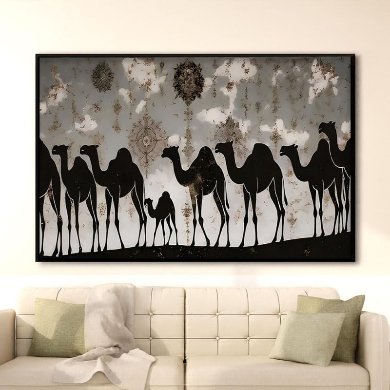 Marktna Canvas painting with a traditional art design and a hollow frame, measuring (120x80), one piece - Image 3