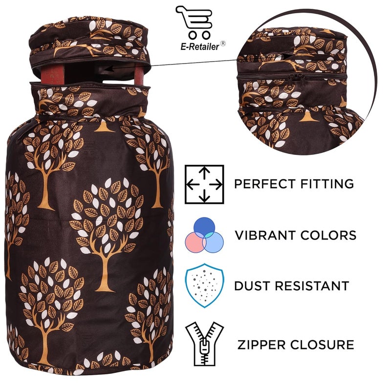 E-Retailer ERetailer Polyester 3Layered LPG Gas Cylinder Cover with Zip Enclosure Color Leaf Brown Size26x14 Inches - Image 4