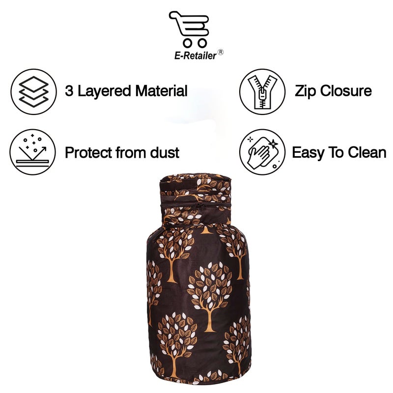 E-Retailer ERetailer Polyester 3Layered LPG Gas Cylinder Cover with Zip Enclosure Color Leaf Brown Size26x14 Inches - Image 3