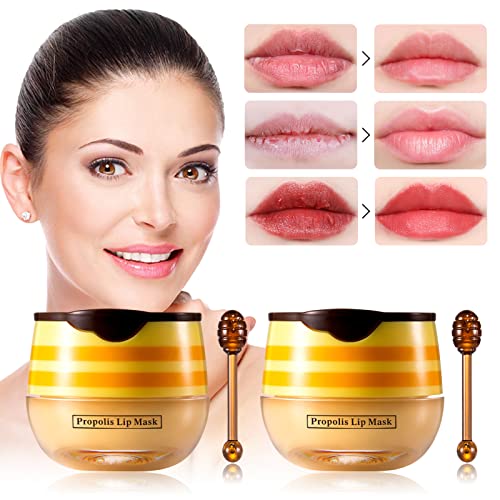 LSxia 2 PCS Honey Lip Balm Pot Honey Lip Mask Reduces Lines Hydrate Moisturizing Skin Care Prevention Dry Cracked Lips Repair Treatment - Image 2