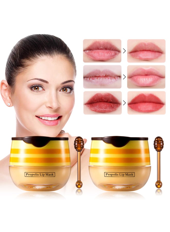 LSxia 2 PCS Honey Lip Balm Pot Honey Lip Mask Reduces Lines Hydrate Moisturizing Skin Care Prevention Dry Cracked Lips Repair Treatment - Image 3