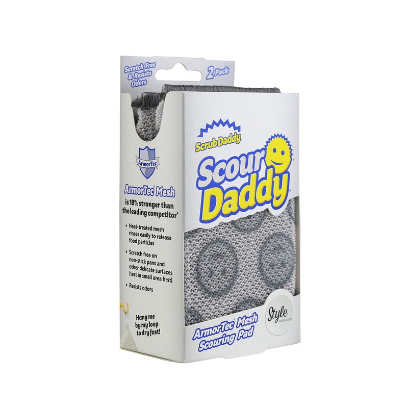 Scrub Daddy Scour Daddy Style, Scourers Non Scratch Scrubbing Sponge, Scouring Pads, Kitchen Sponges for Dishes, Dishwashing Pan Scrubber, Cleaning Supplies, Dish Sponges for Washing up, Pack of 2 - Image 3