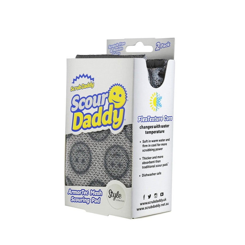 Scrub Daddy Scour Daddy Style, Scourers Non Scratch Scrubbing Sponge, Scouring Pads, Kitchen Sponges for Dishes, Dishwashing Pan Scrubber, Cleaning Supplies, Dish Sponges for Washing up, Pack of 2 - Image 2