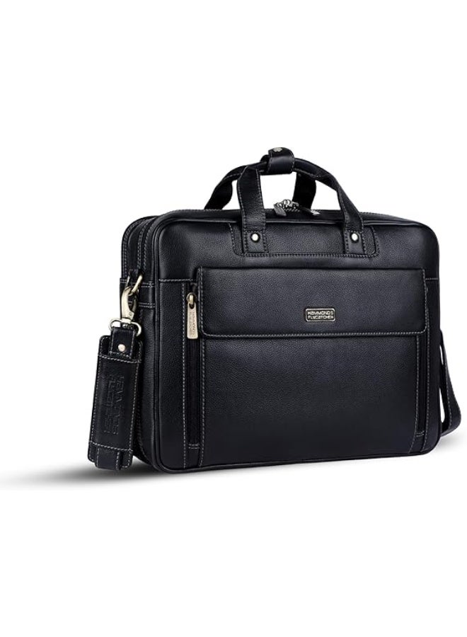 HAMMONDS FLYCATCHER Vintage Leather 15.6 Inch Messenger Bag |Padded Compartment | Office Bag| LB150_PM, BLACK | BB6C - Image 1