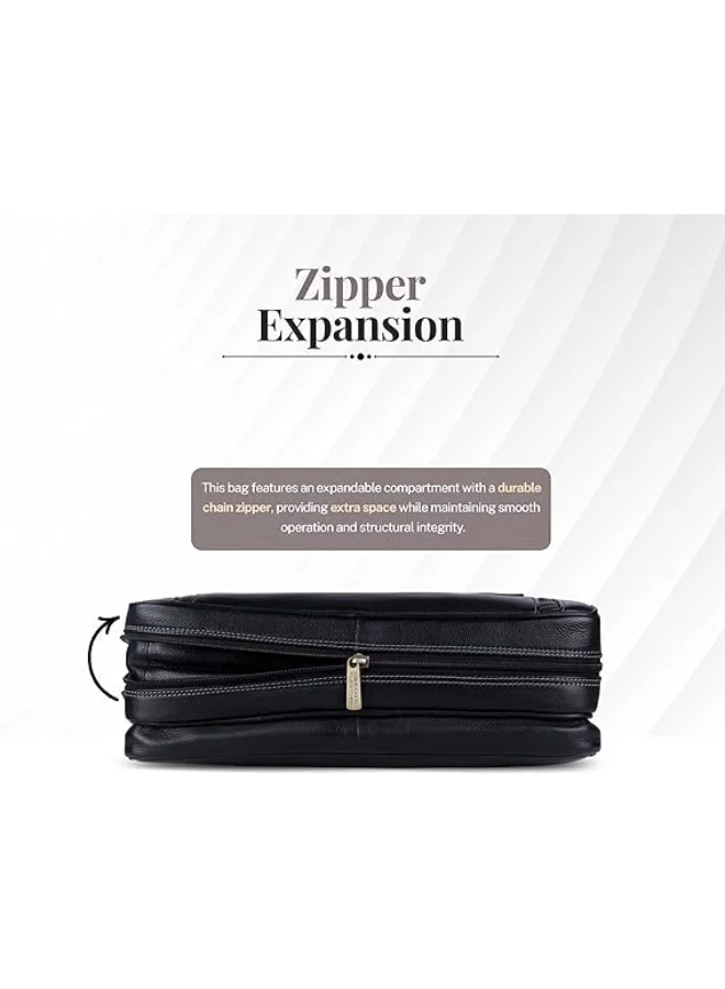 Hammonds Flycatcher  Vintage Leather 15.6 Inch Messenger Bag |Padded Compartment | Office Bag| LB150_PM, BLACK | BB6C  | Best Price UAE