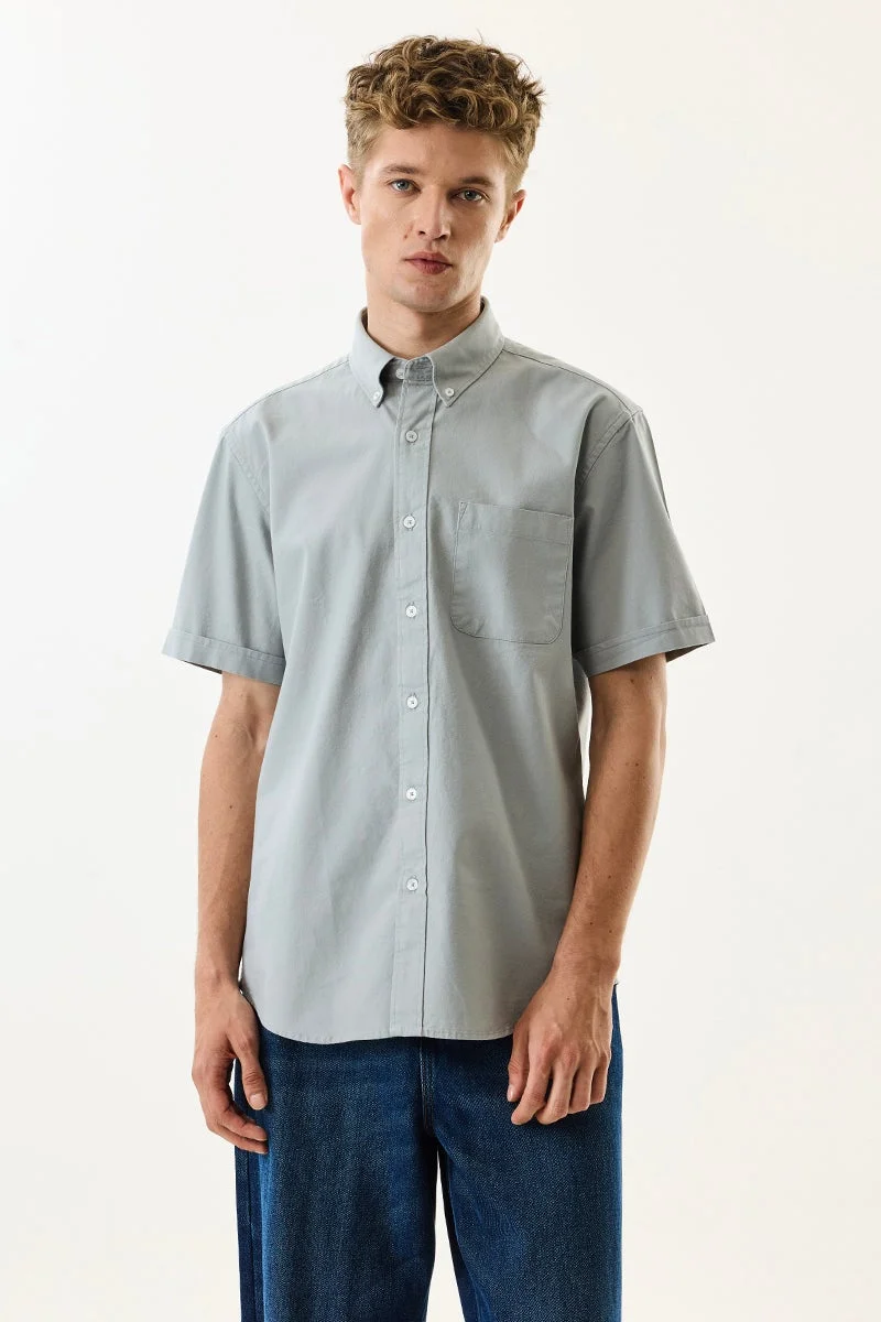Snitch Light Grey Light Grey Solid Half Sleeve Regular Fit Shirt for Men | Best Price UAE