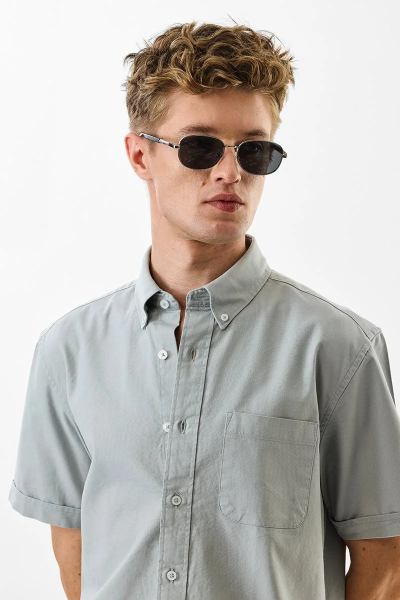Snitch Light Grey Light Grey Solid Half Sleeve Regular Fit Shirt for Men | Best Price UAE