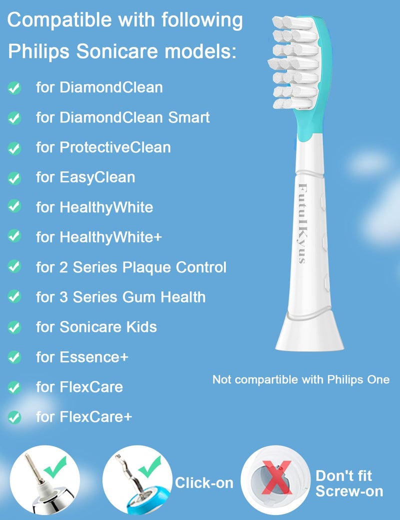 Futulkyus Kids Replacement Heads for Philips Sonicare: 7+ Child Soft Electric Toothbrush Standard Children Brush Head for Boy Girl, Pink & Blue 4 Pack - Image 2