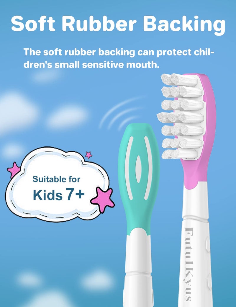 Futulkyus Kids Replacement Heads for Philips Sonicare: 7+ Child Soft Electric Toothbrush Standard Children Brush Head for Boy Girl, Pink & Blue 4 Pack - Image 5