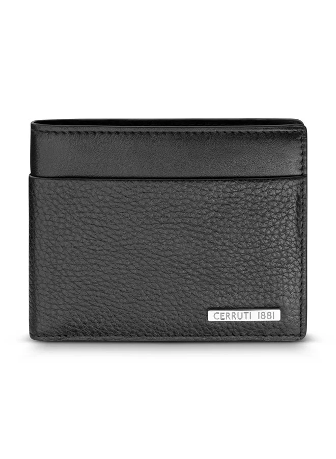 شيروتي 1881 Cerruti 1881 Cannes Black Bifold Genuine Leather Wallet For Men With 6 Card Slots 110 MM- CEPU06856M-BLK
