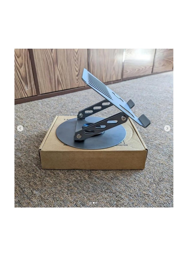 Adjustable Aluminum Laptop Stand with 360° Rotating Base – Portable Foldable Ergonomic Holder for 10-17 Inch Laptops, Gray - Image 4