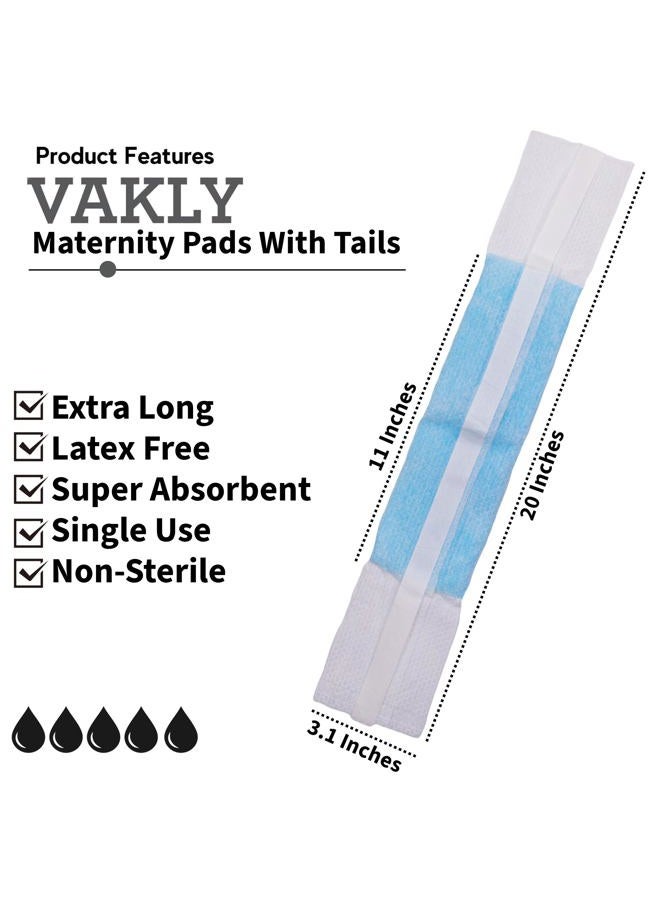 Vakly Postpartum Maternity Pads with Tails [24 Pack] Large 3''x20'' Maximum Absorbency Heavy Flow Postpartum Incontinence Pads - Ultra Soft Disposable Nursing Pads for New Moms (24) - Image 2