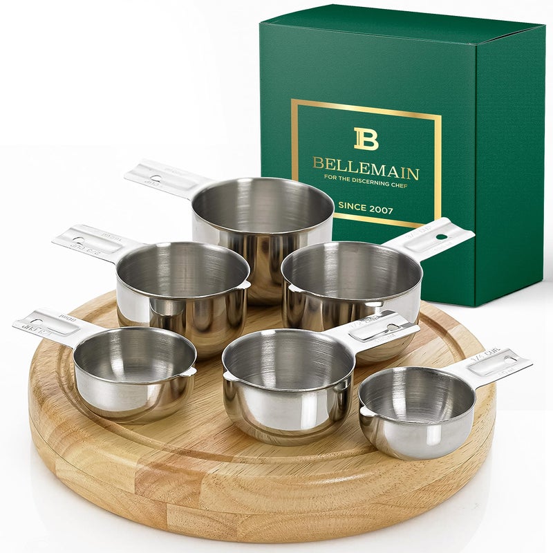 Bellemain One-Piece Stainless Steel Measuring Cups Set of 6 â€“ Nesting Metal Measuring Cups for Kitchen â€“ Dry & Liquid Measurements (ML & OZ), Rust-Resistant, Dishwasher Safe, Ergonomic Design - Image 1