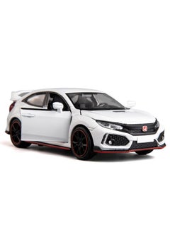 RMZ City Compatible For 1:32 Diecasting Alloy Civic Car Model Toy Car，Pull Back Alloy Car With Lights And Sound Open Door For Kids Gift Cars For Kids Ages 35Children‘S Gift White  - Image 1
