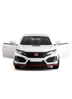 RMZ City Compatible For 1:32 Diecasting Alloy Civic Car Model Toy Car，Pull Back Alloy Car With Lights And Sound Open Door For Kids Gift Cars For Kids Ages 35Children‘S Gift White  - Image 4