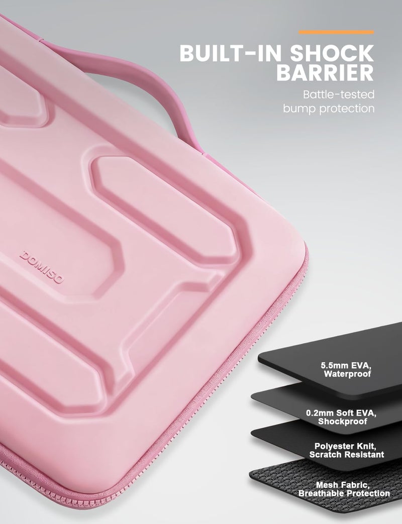 DOMISO 15.6 inch Laptop Sleeve with Handle Shockproof Waterproof EVA Protective Case for 15.6" Yoga 720 IdeaPad 310 320 ThinkPad T570/Legion 5 Gen 6/HP Envy 15/15.6" Notebooks, Pink - Image 3