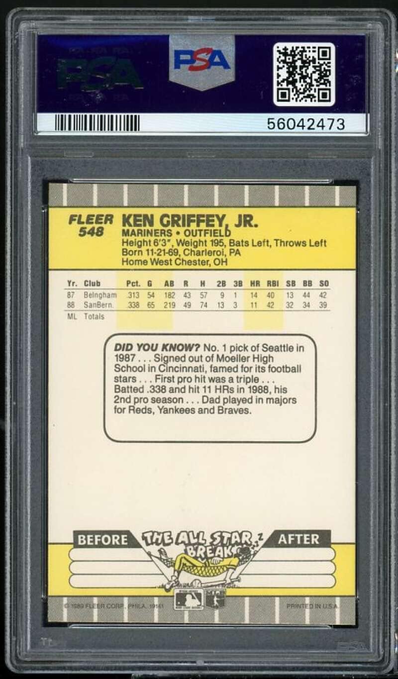 Fleer Ken Griffey Jr. Rookie Card 1989 #548 PSA 8 - Image 2