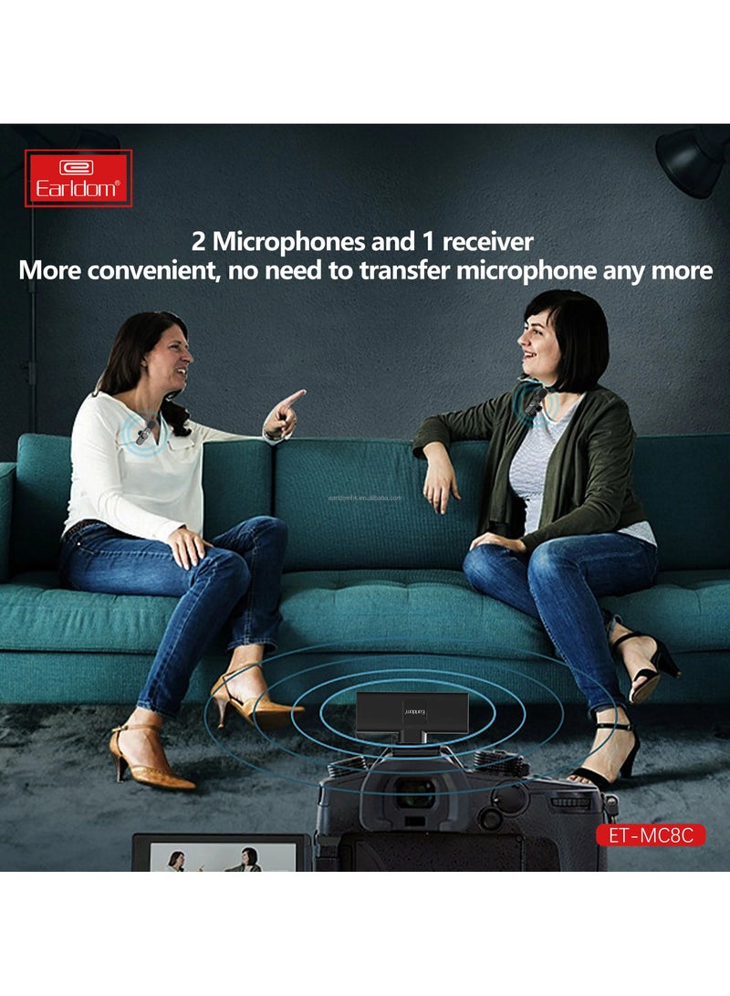 Earldom Wireless Lavalier Microphone for Type-C Phone Outdoor Recording Mic Noise Reduction Live Wireless Microphone - Image 3