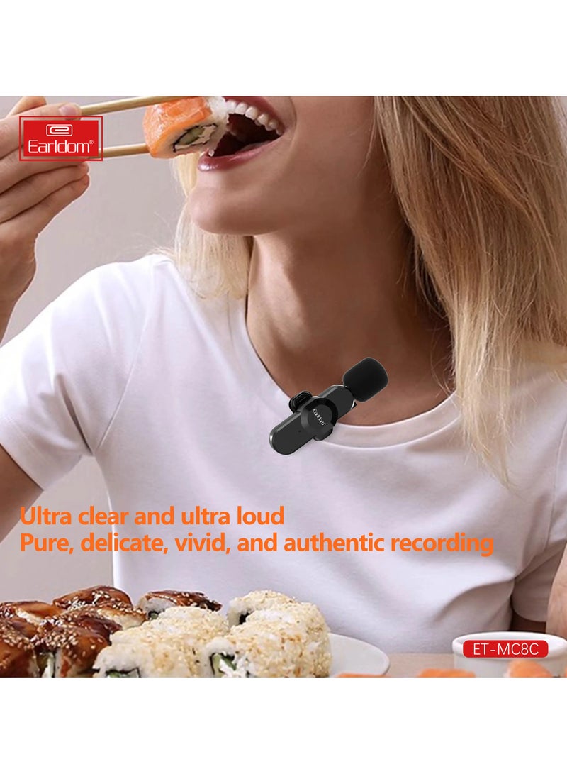 Earldom Wireless Lavalier Microphone for Type-C Phone Outdoor Recording Mic Noise Reduction Live Wireless Microphone - Image 5
