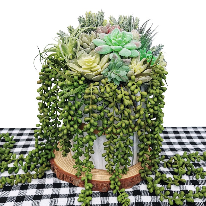 Supla 4 Pcs Artificial Hanging Succulents Faux Burro's Tail Picks Trailing String of Pearls Succulents Fake Greenery Sprays for Basket Planter Centerpiece Floral Arrangement Indoor Outdoor Decor - Image 2