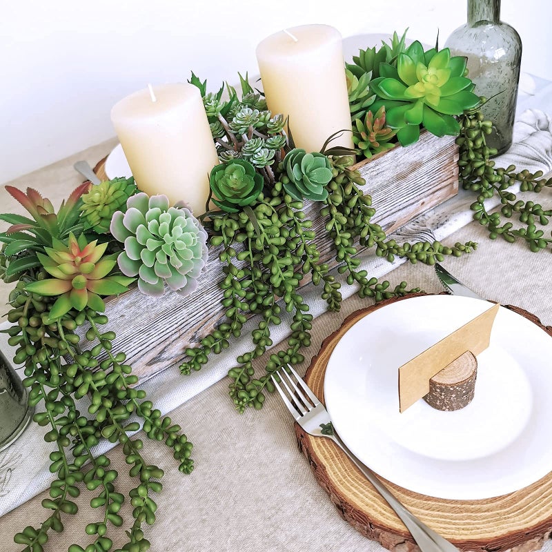 Supla 4 Pcs Artificial Hanging Succulents Faux Burro's Tail Picks Trailing String of Pearls Succulents Fake Greenery Sprays for Basket Planter Centerpiece Floral Arrangement Indoor Outdoor Decor - Image 4