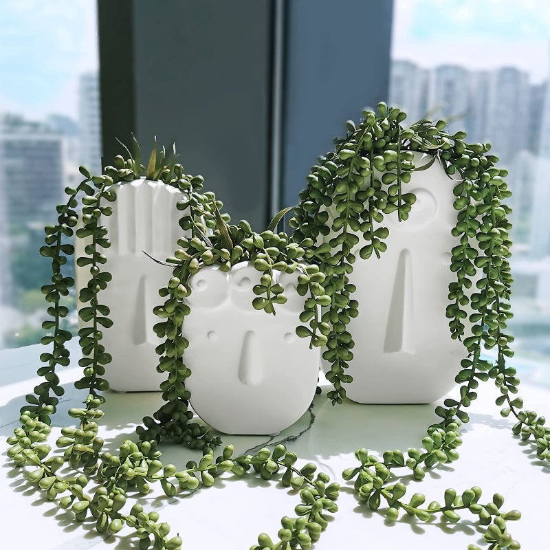 Supla 4 Pcs Artificial Hanging Succulents Faux Burro's Tail Picks Trailing String of Pearls Succulents Fake Greenery Sprays for Basket Planter Centerpiece Floral Arrangement Indoor Outdoor Decor - Image 3