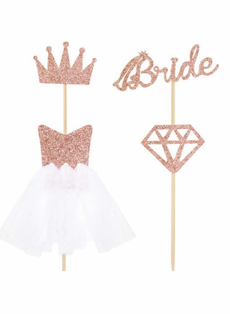 12pcs Rose Gold Diamond Ring Wedding Crown Cupcake Toppers bride to be Cake Topper for Wedding Bridal Shower Birthday Party Decor  - Image 1