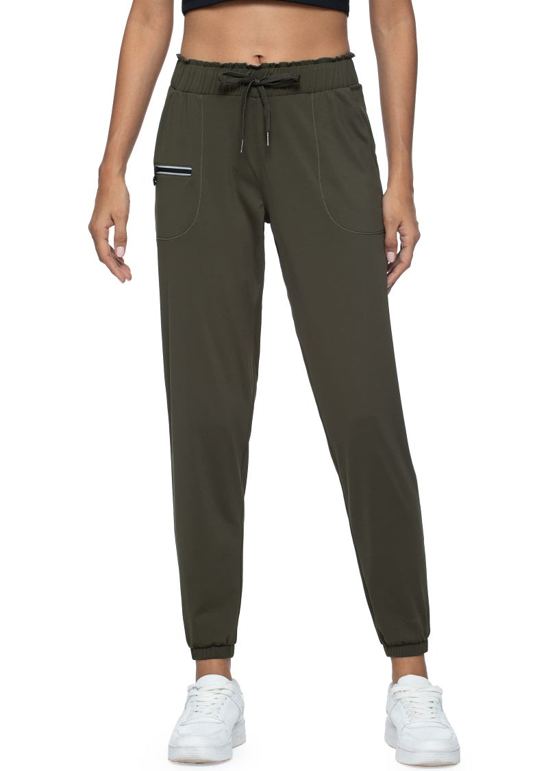 Haowind Joggers for Women with Pockets Elastic Waist Workout Sport Gym Pants Comfy Lounge Yoga Running PantsArmy Green L