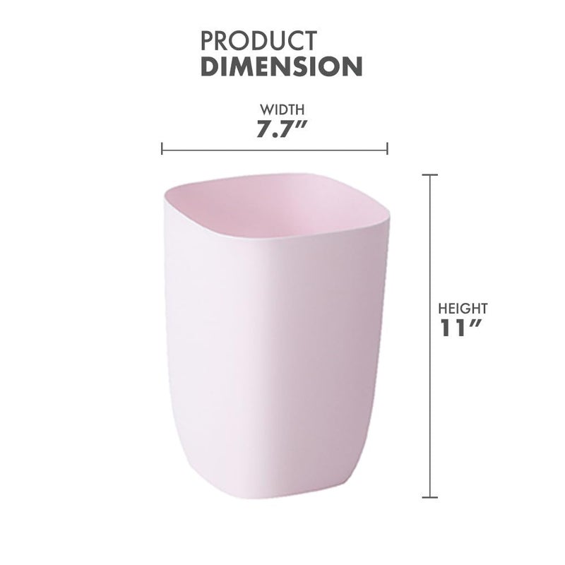 mingol Bathroom Trash Can, Small Garbage Can for Bedroom, Living Room, Kitchen, Slim Cute Plastic Waste Basket for Office, 7L, Pink - Image 2