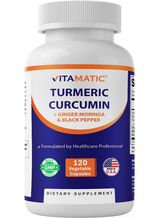 فيتاماتيك مكمل غذائي من الكركمين والكركمين من فيتاماتيك، 3000 ملغ مكافئ لكل حصة، مصنوع من 95% من الكركمينويدات، الفلفل الأسود، الزنجبيل، المورينجا، 120 كبسولة نباتية، غير معدل وراثيًا، خالٍ من الغلوتين (120 كبسولة) - Image 1
