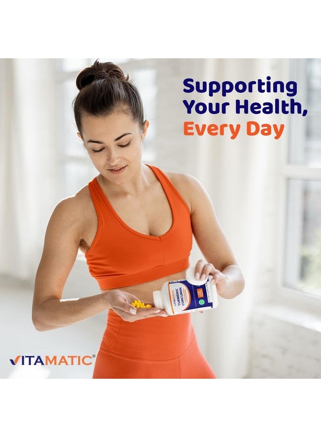 فيتاماتيك مكمل غذائي من الكركمين والكركمين من فيتاماتيك، 3000 ملغ مكافئ لكل حصة، مصنوع من 95% من الكركمينويدات، الفلفل الأسود، الزنجبيل، المورينجا، 120 كبسولة نباتية، غير معدل وراثيًا، خالٍ من الغلوتين (120 كبسولة) - Image 4